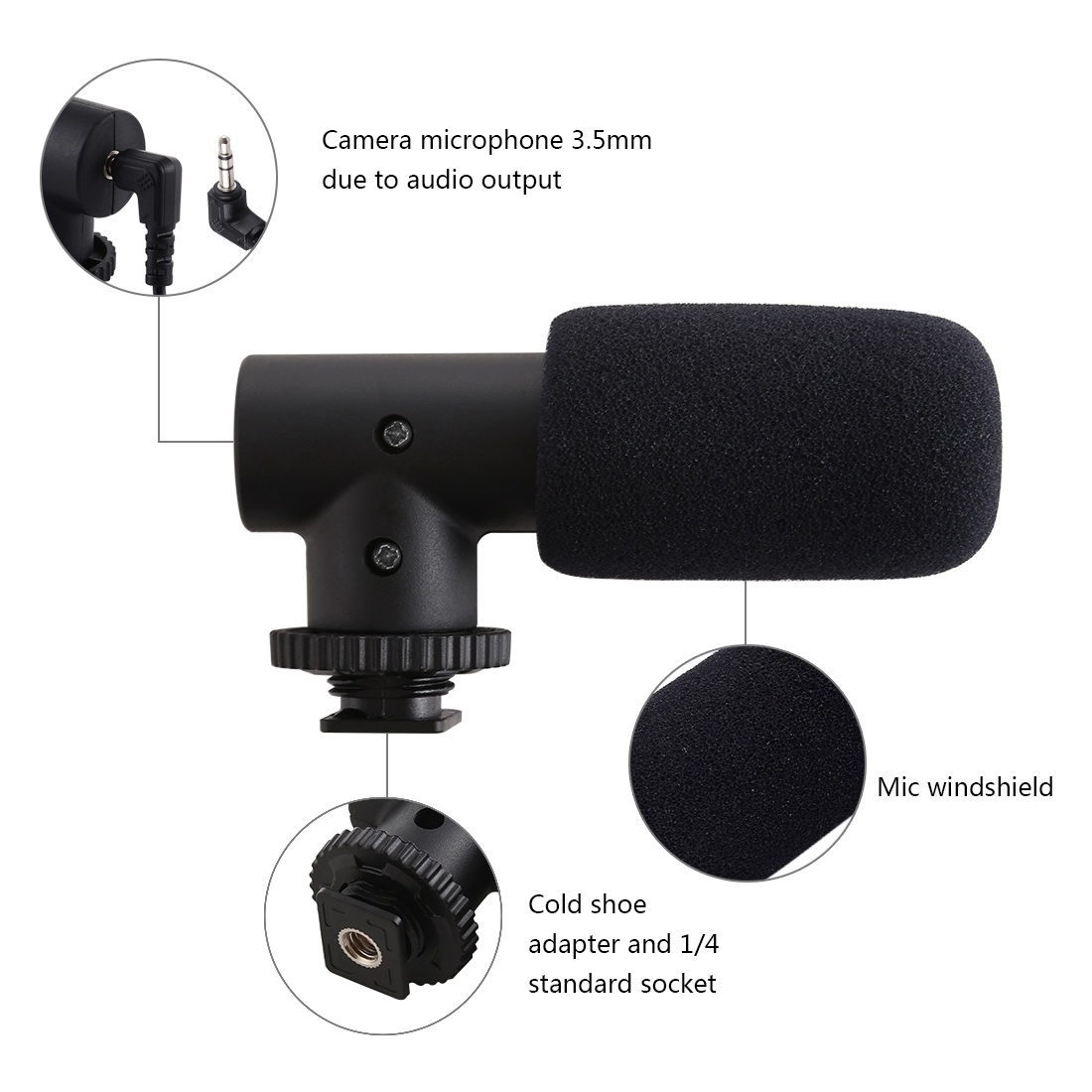 PULUZ Stereomikrofon för Smartphones DSLR med 3.5mm ingång
