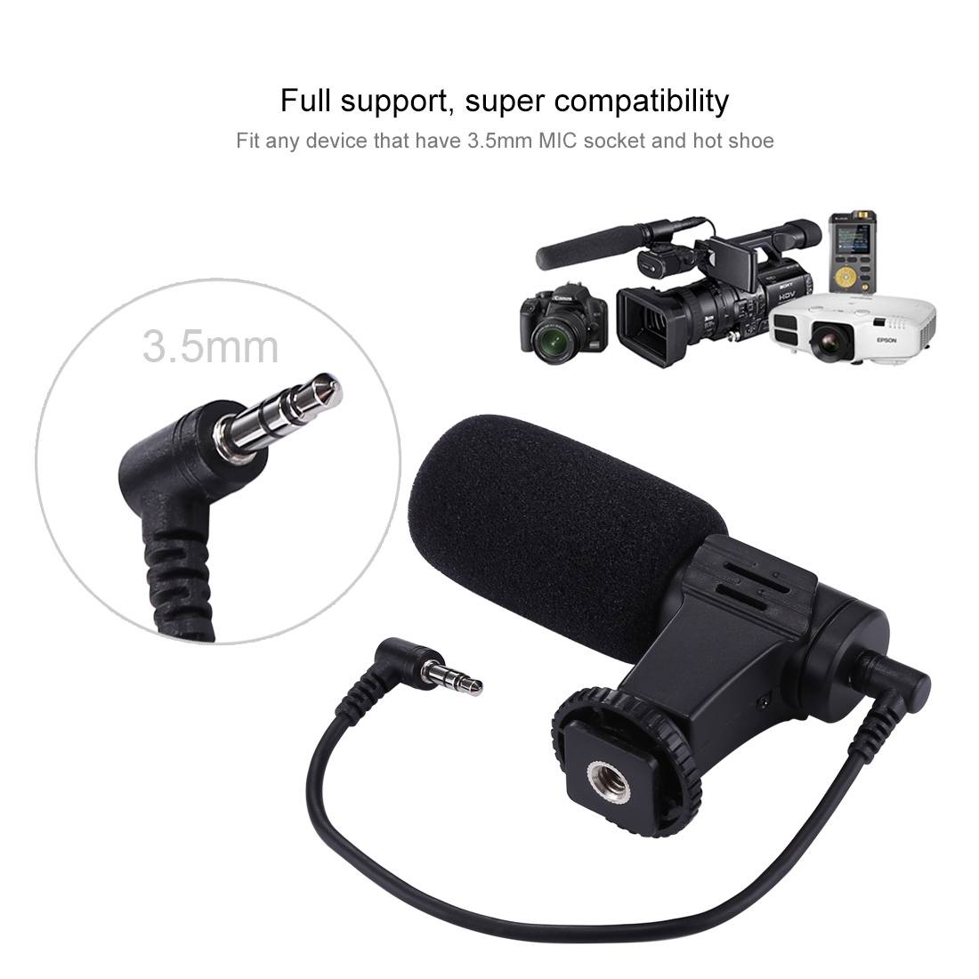 PULUZ Stereomikrofon med 3,5mm Audiouttag för DSLR och DV-videokamera