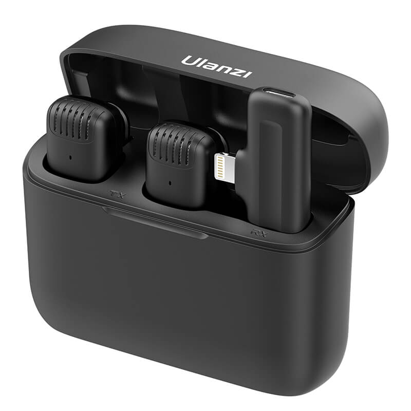 Ulanzi J12 Trådlöst mikrofonsystem för iPhone/iPad enheter med laddbox