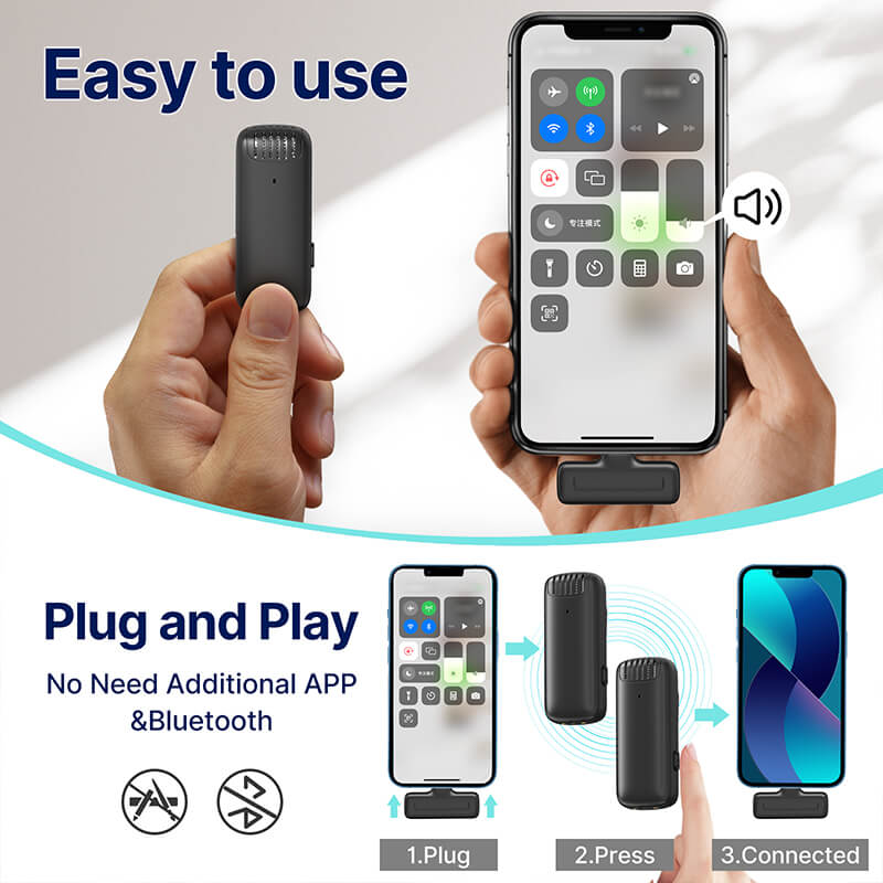 Ulanzi J12 Trådlöst mikrofonsystem för iPhone/iPad enheter med laddbox