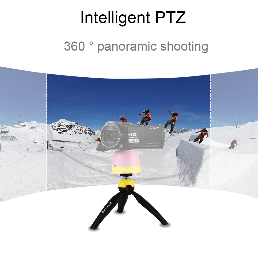 Puluz Mini Tripod med kulledshuvud för DSLR-kameror (Gul)
