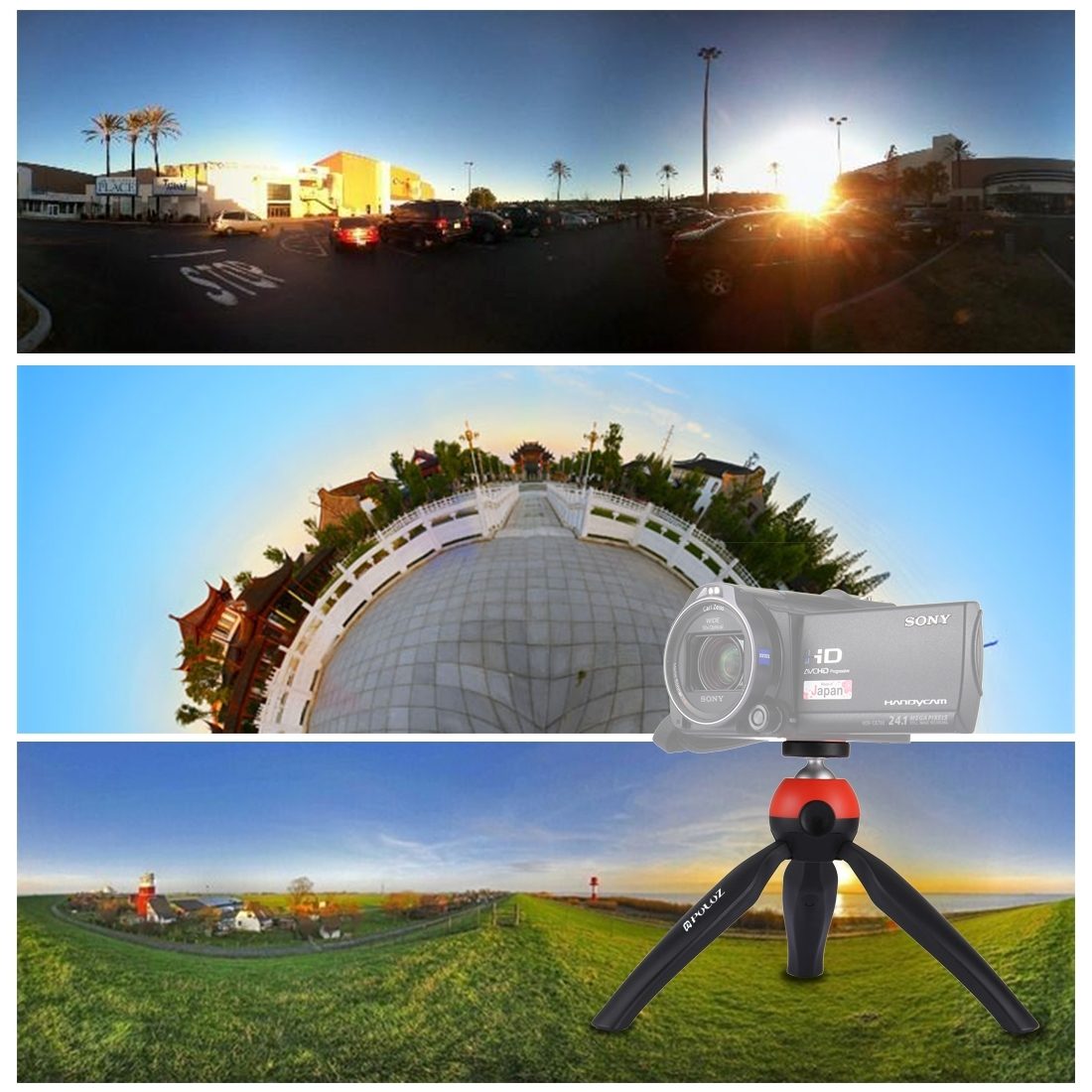 Puluz Mini Tripod med kulledshuvud för DSLR-kameror (Röd)