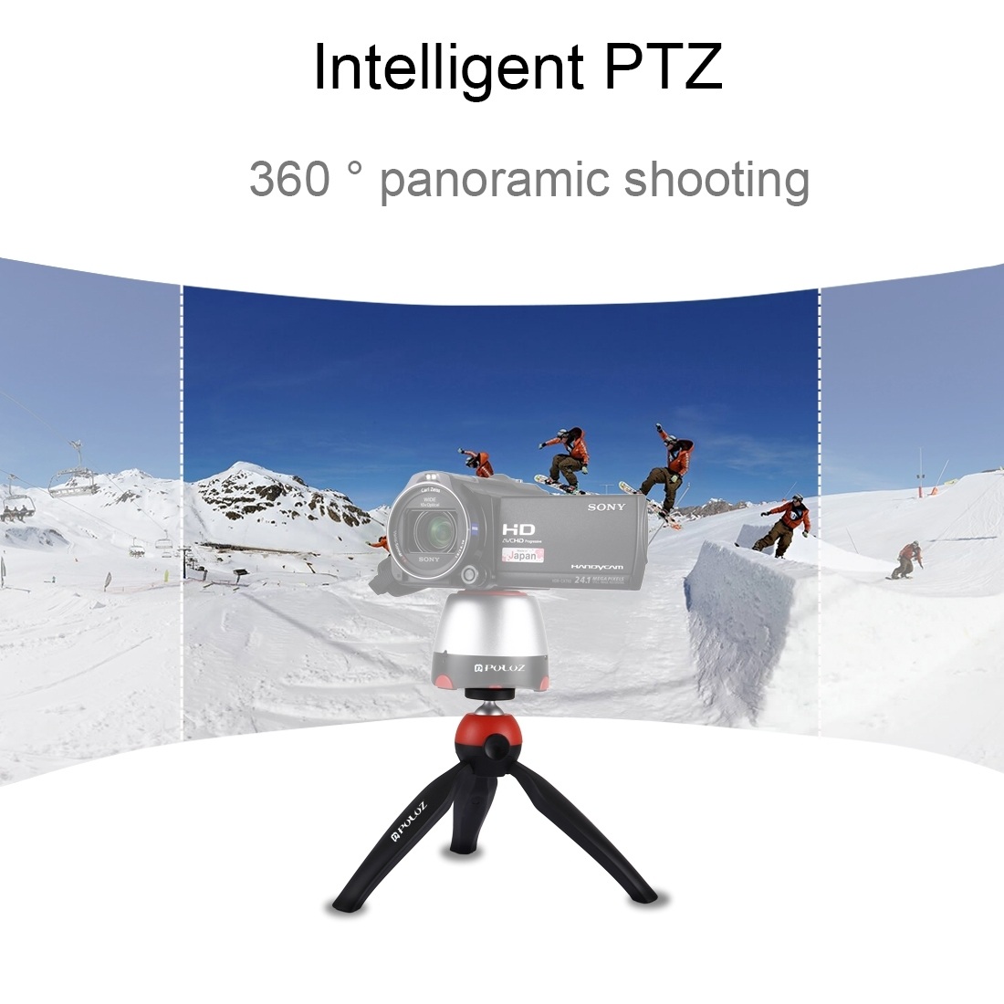 Puluz Mini Tripod med kulledshuvud för DSLR-kameror (Röd)