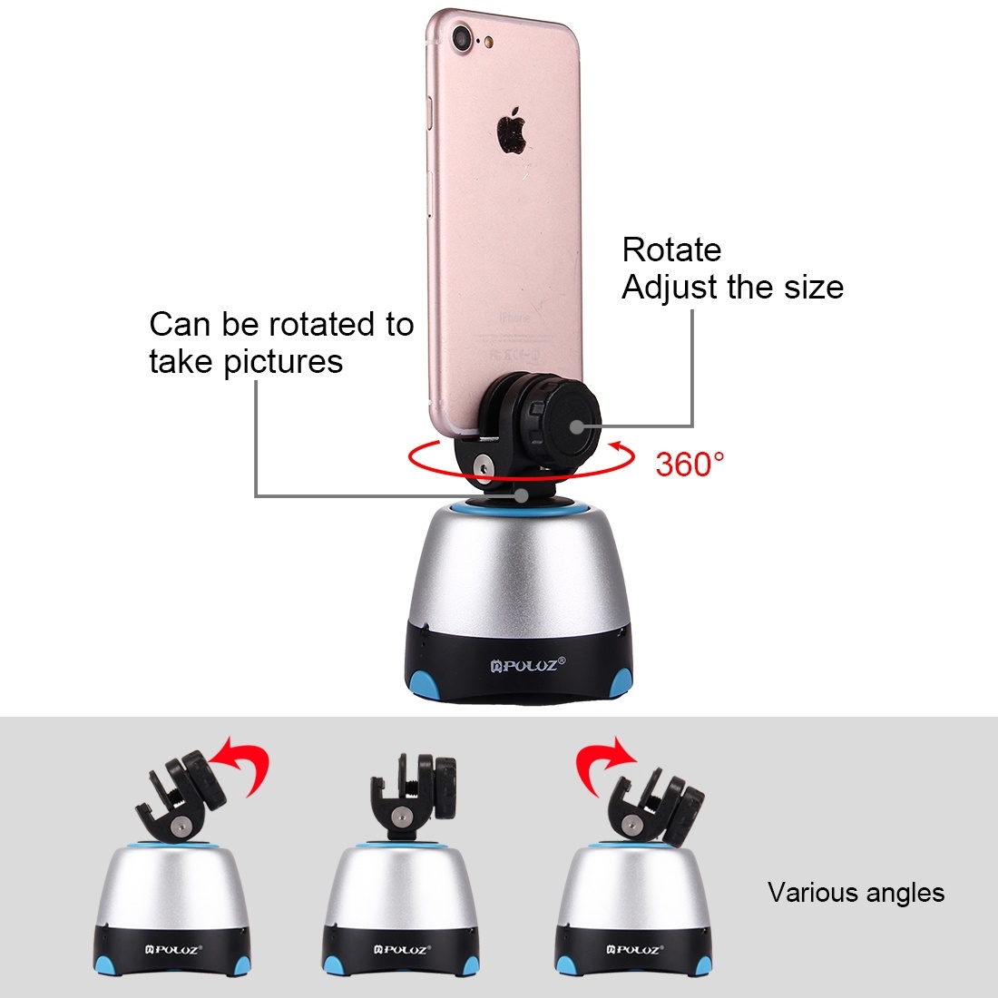 Puluz 360 graders rotationshuvud + fjärr + GoPro-adapter + mobil-adapter
