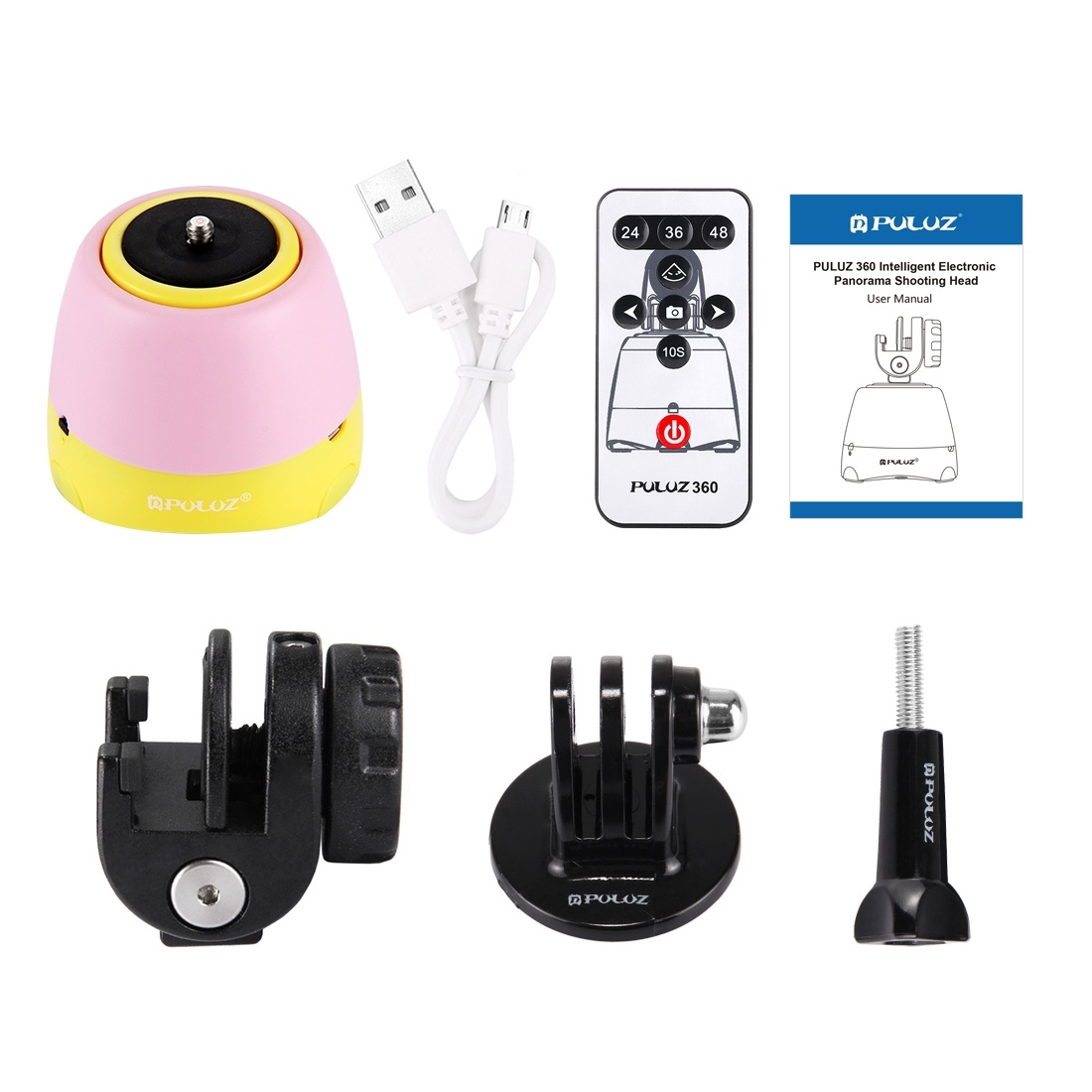 Puluz 360 graders rotationshuvud + fjärr + GoPro-adapter + mobil-adapter