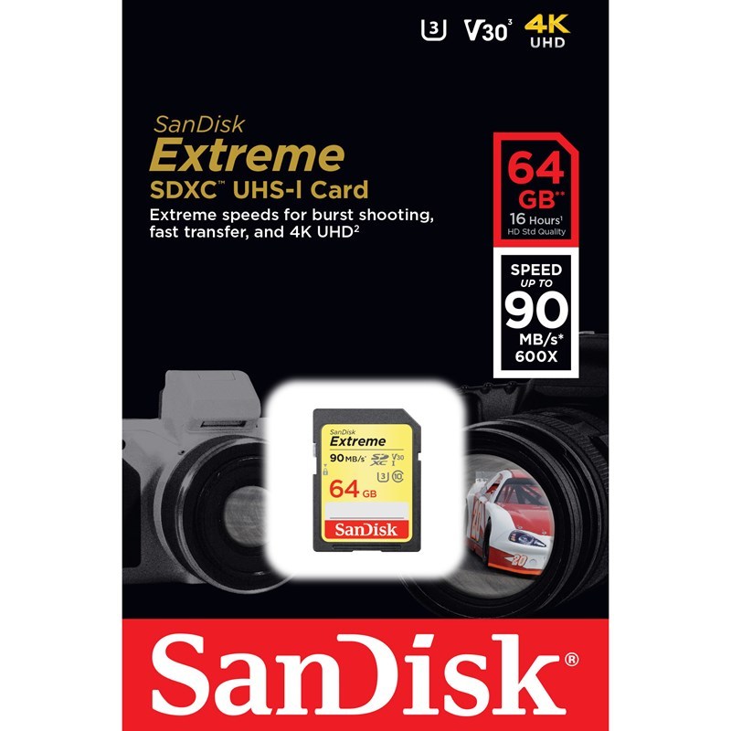  SanDisk Minneskort SDXC Extreme 64GB 90MB/s UHS-I från Kamda – snabb leverans och trygg e-handel