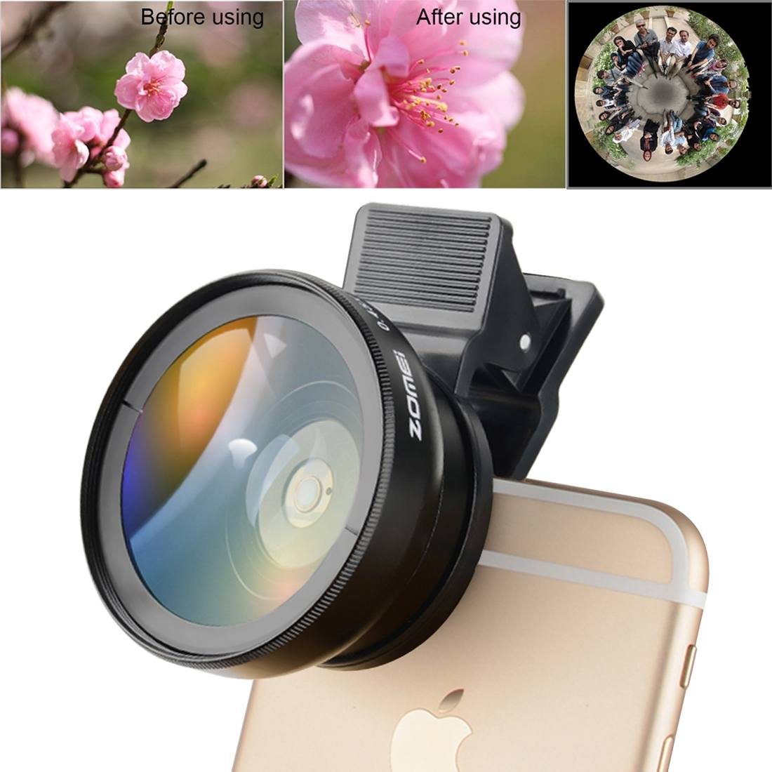 ZOMEI (3 i 1) Universal Vidvinkel-, Fisheye- & Makroobjektiv för smartphones