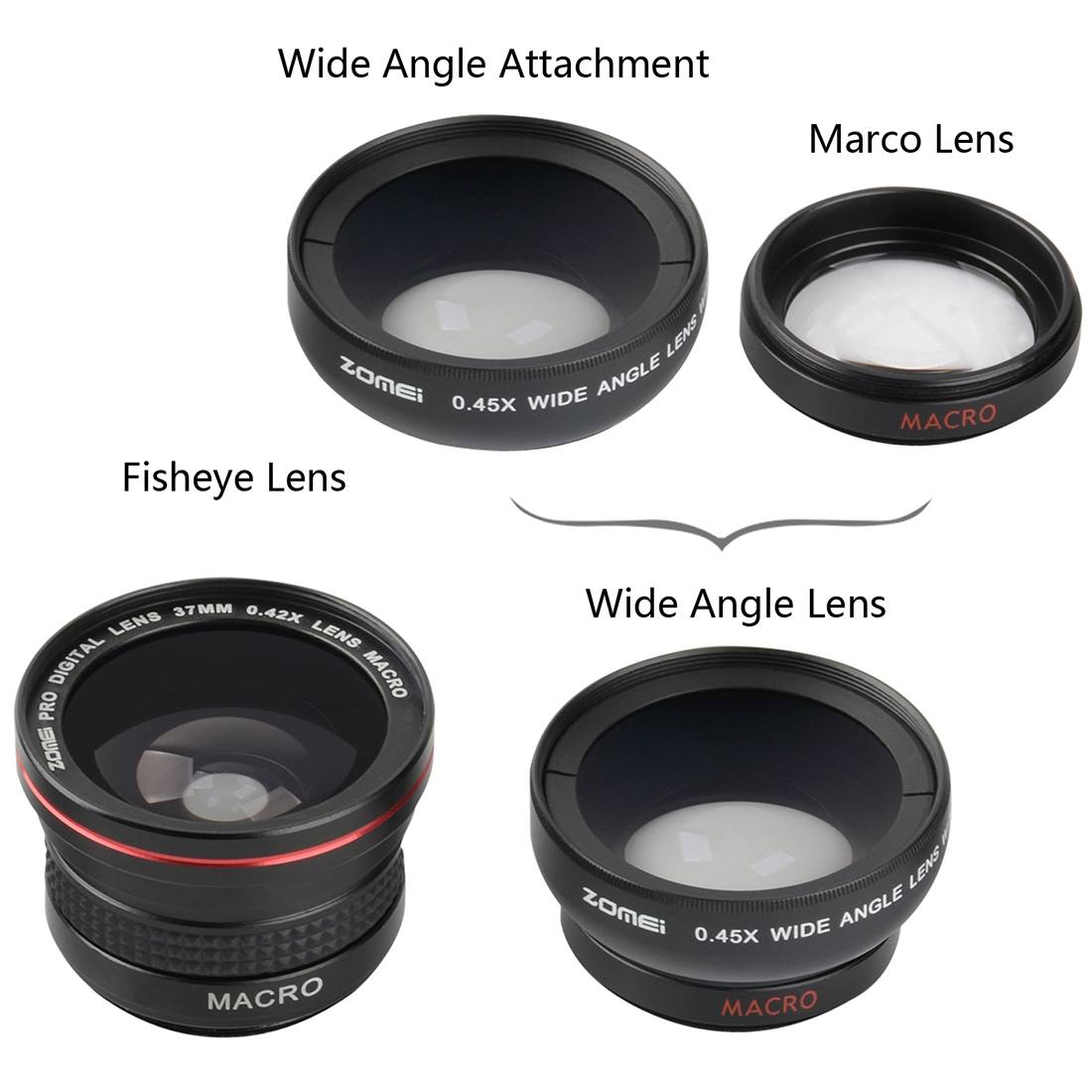ZOMEI (3 i 1) Universal Vidvinkel-, Fisheye- & Makroobjektiv för smartphones