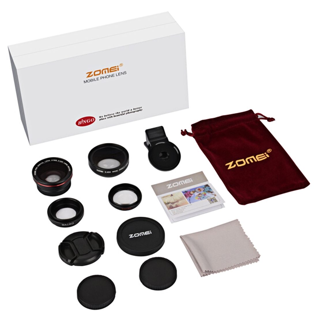 ZOMEI (3 i 1) Universal Vidvinkel-, Fisheye- & Makroobjektiv för smartphones