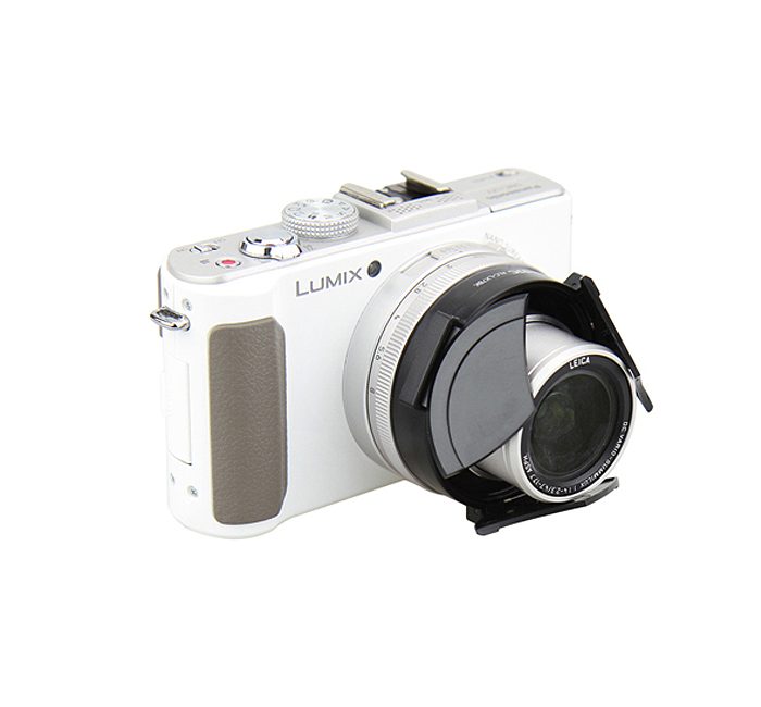  JJC Automatiskt frmre objektivlock fr Panasonic DMC-LX7 Leica D-Lux6 Svart