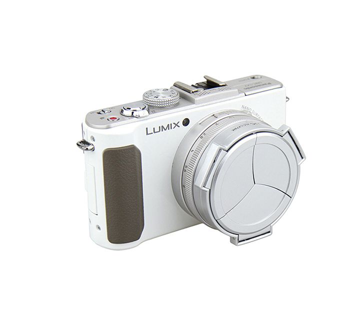  JJC Automatiskt frmre objektivlock fr Panasonic DMC-LX7 Leica D-Lux6 Silver
