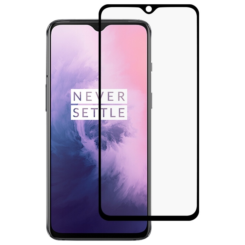  Heltckande Skrmskydd 9H fr OnePlus 7T - Svart ram