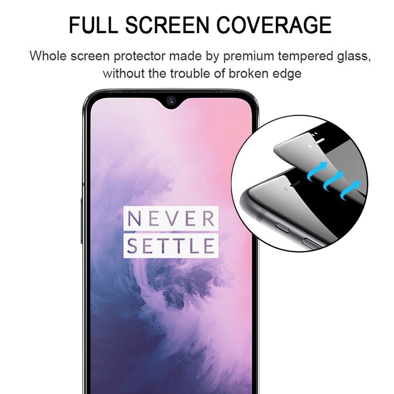  Heltckande Skrmskydd 9H fr OnePlus 7T - Svart ram