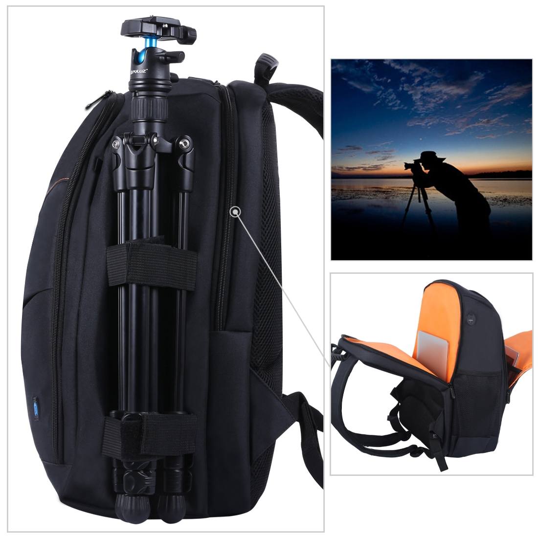 PULUZ Vattentät kameraryggsäck för: 1st DSLR + 3-6st objektiv (26L)