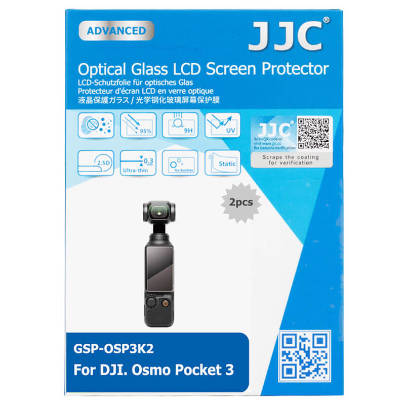  JJC Skrmskydd 2st fr Osmo Pocket 3 optiskt glas 9H