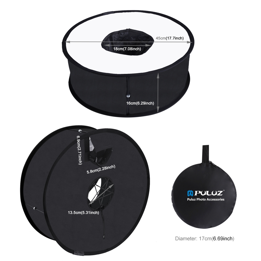 PULUZ 45cm - Rund makro & porträtt-softbox för Speedlights