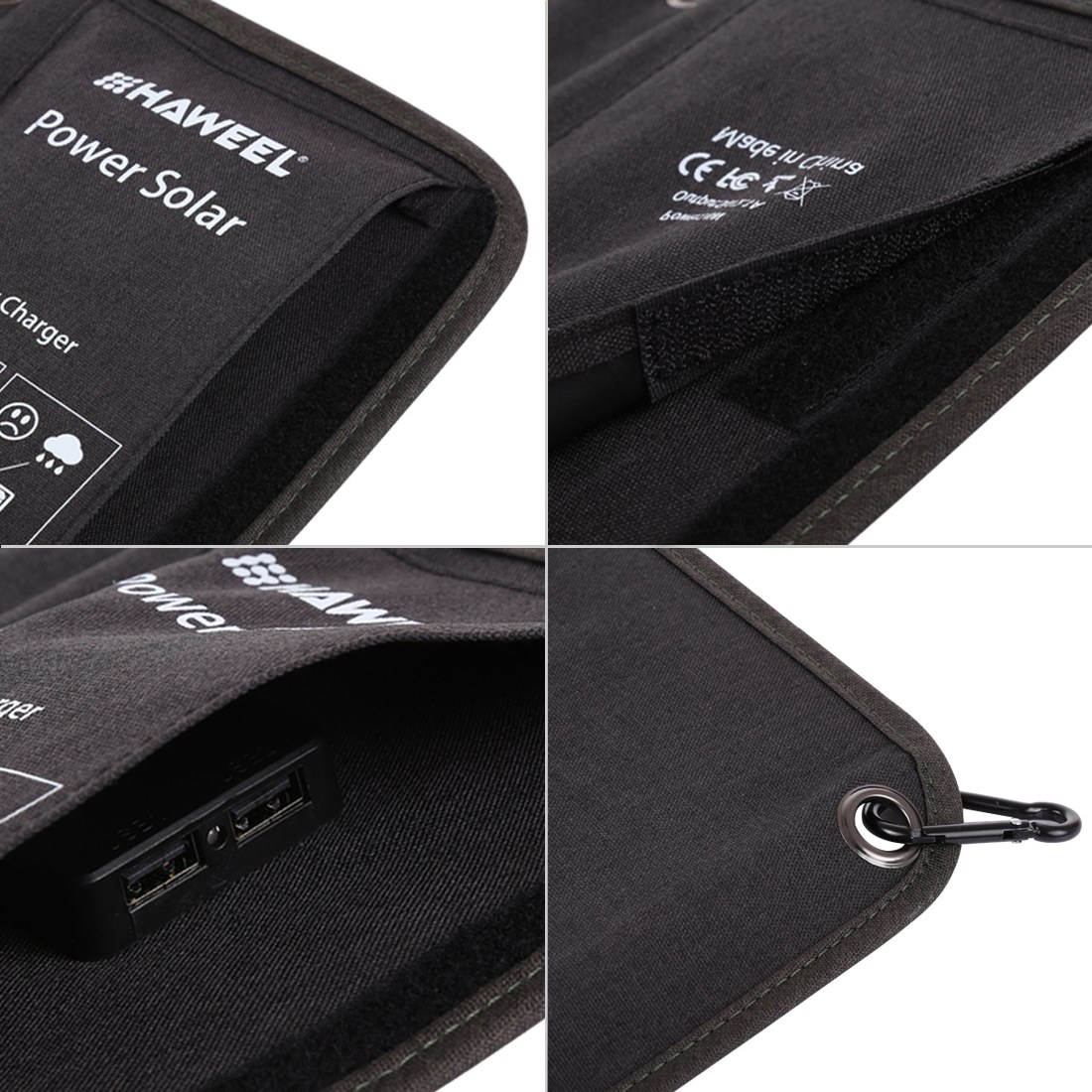 HAWEEL Vikbar Solcellspanel med 2x USB-utgångar