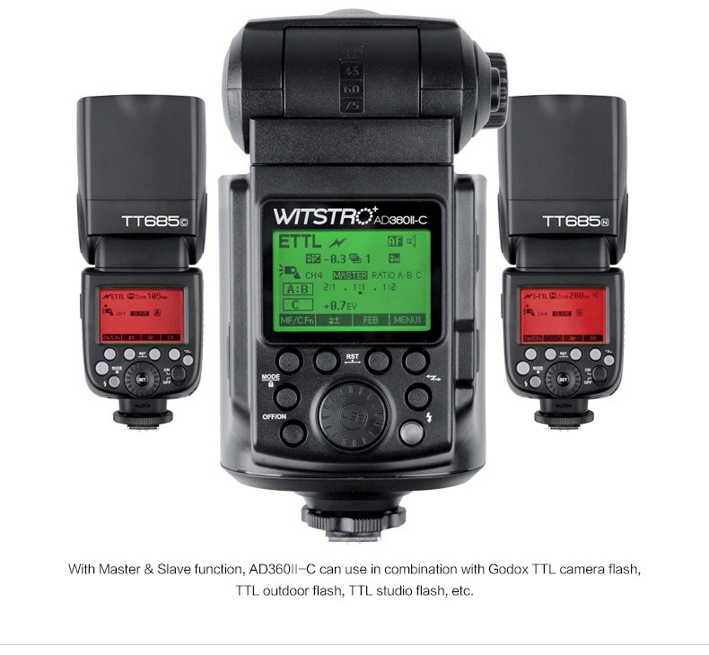  Godox AD360II-C WISTRO TTL Brbar Blixt fr Canon med PB960 Batteripack