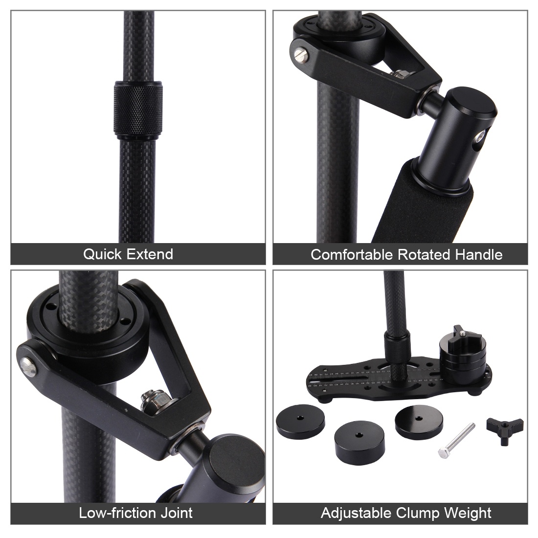 Puluz Stabilizer Kolfiber/Alu 38.5-61.5cm - Retur pga ångerrätten