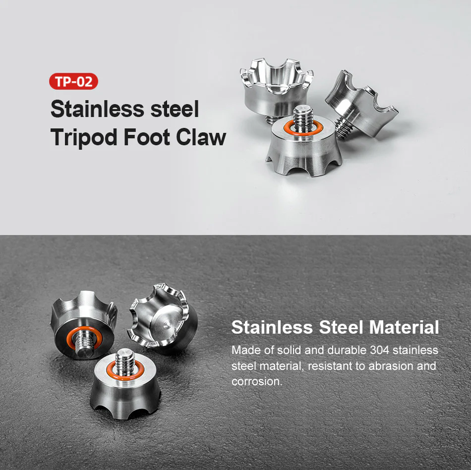  Sunwayfoto TP-02 Rostfria stativfötter med klo – 3/8-tum universalfäste 3-pack från Kamda – snabb leverans och trygg e-handel