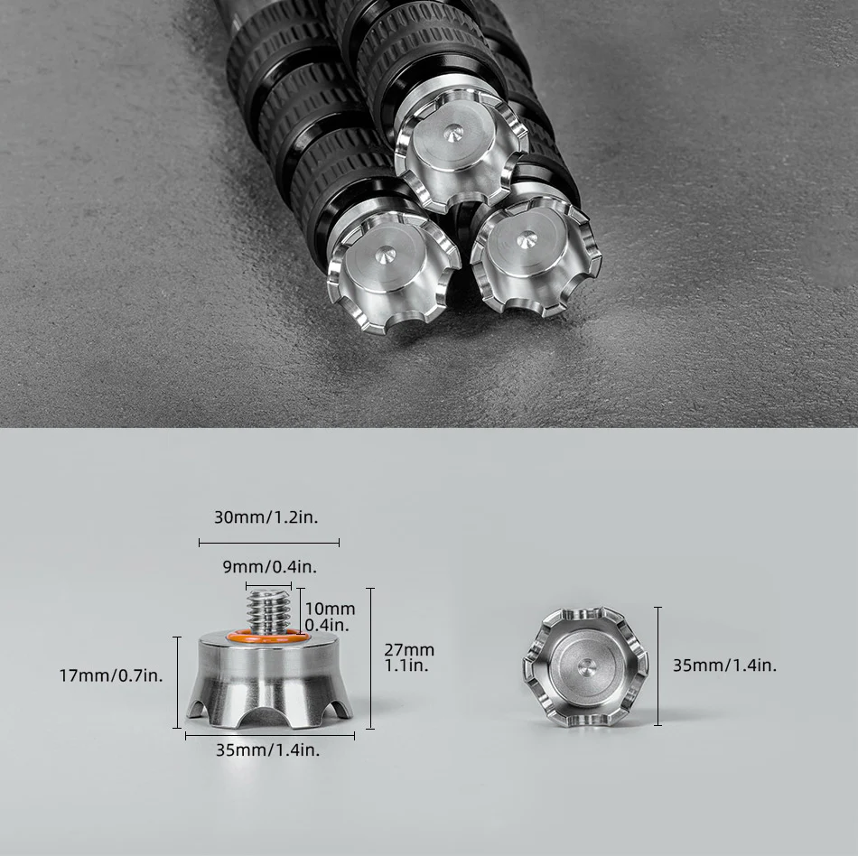  Sunwayfoto TP-02 Rostfria stativfötter med klo – 3/8-tum universalfäste 3-pack från Kamda – snabb leverans och trygg e-handel