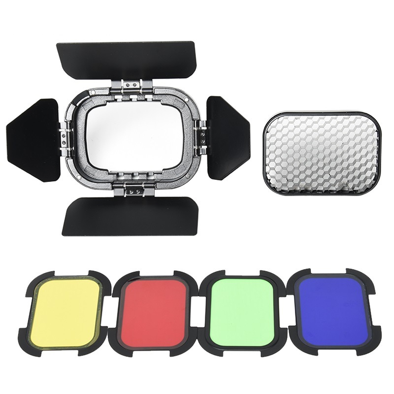 Godox BD-07 Barndoorkit bikakeraster 4st färgfilter för AD200/AD200Pro