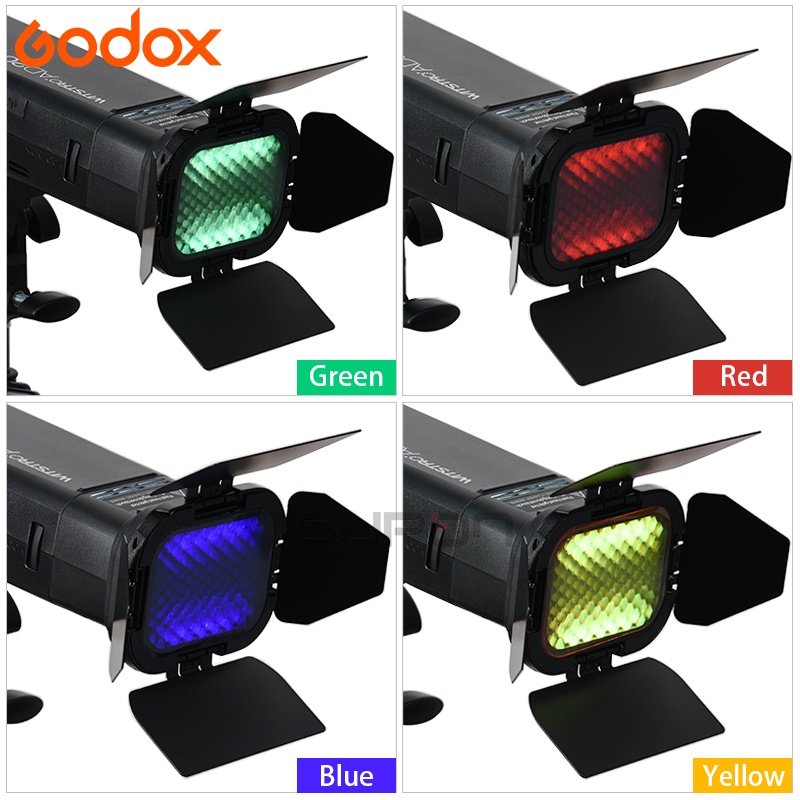 Godox BD-07 Barndoorkit bikakeraster 4st färgfilter för AD200/AD200Pro