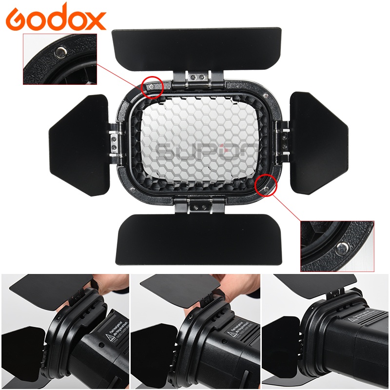Godox BD-07 Barndoorkit bikakeraster 4st färgfilter för AD200/AD200Pro