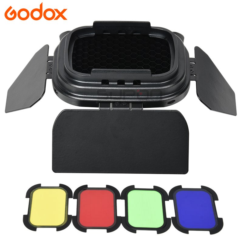 Godox BD-07 Barndoorkit bikakeraster 4st färgfilter för AD200/AD200Pro