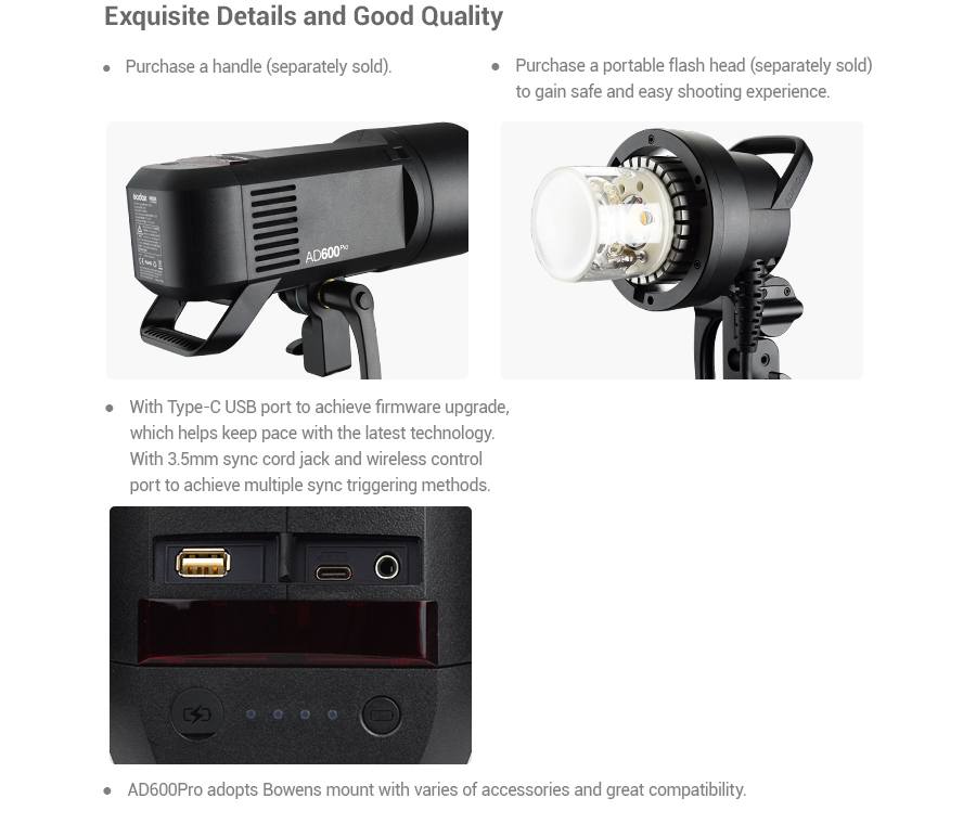 Godox Wistro AD600Pro TTL Studioblixt-kit för Bowen
