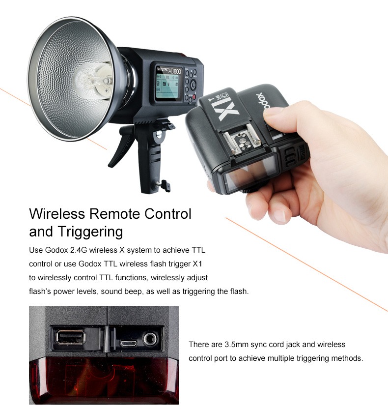  Godox Witstro [TTL] AD600B Studioblixt-kit med fäste för bowens