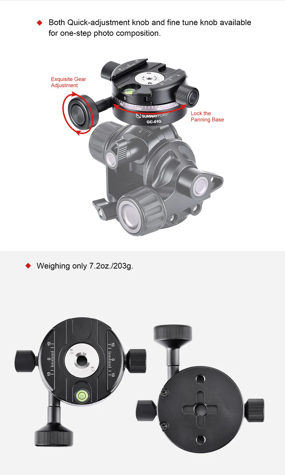  Sunwayfoto GC-01 Gear Panning Clamp – precisionshuvud för panorama & arkitektur från Kamda – snabb leverans och trygg e-handel