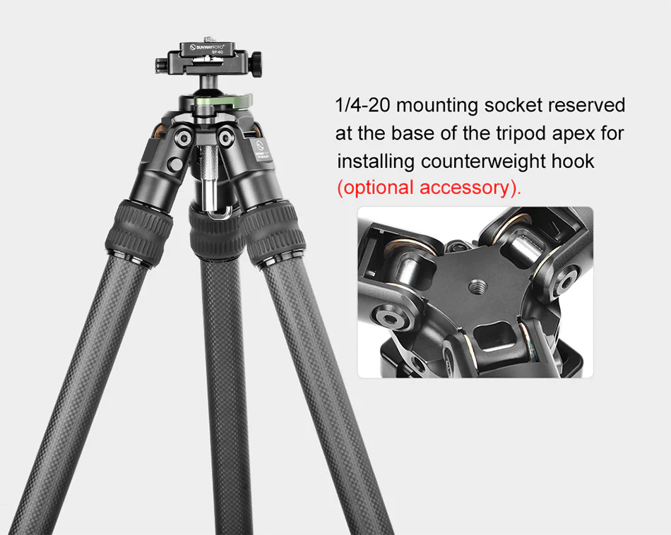  Sunwayfoto HT2820CSPI-S kolfiberstativ 124cm med integrerat kulhuvud och Arca från Kamda – snabb leverans och trygg e-handel