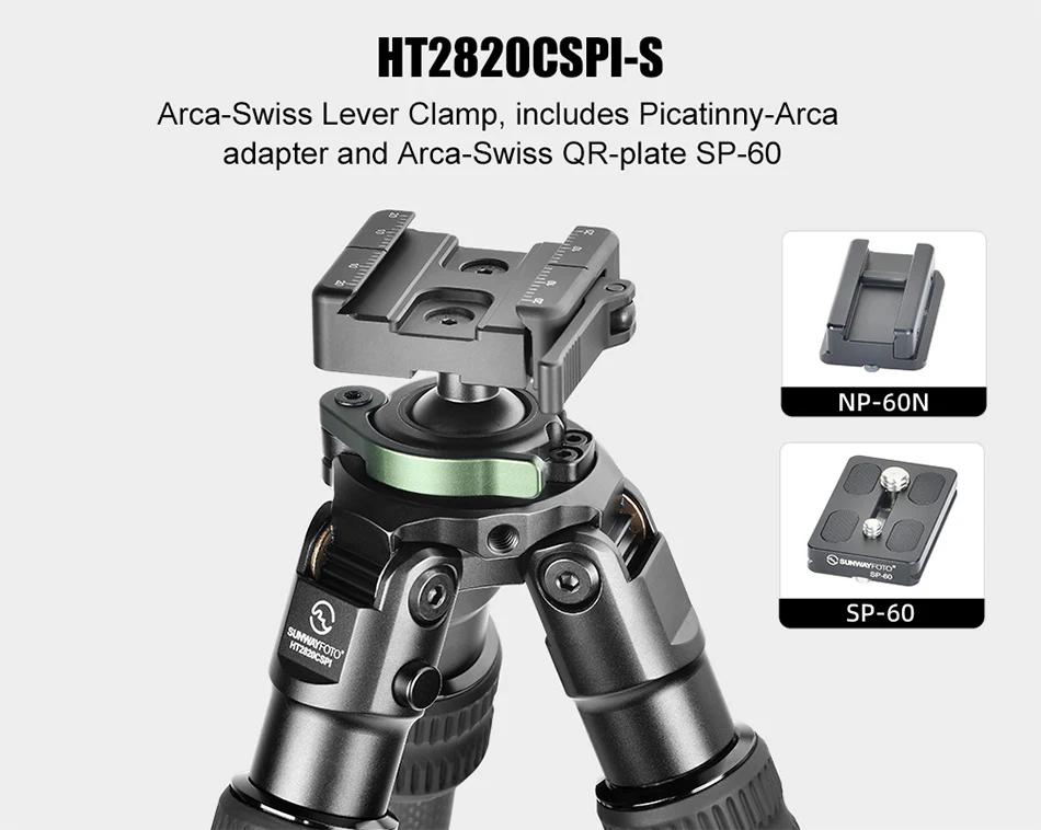  Sunwayfoto HT2820CSPI-S kolfiberstativ 124cm med integrerat kulhuvud och Arca från Kamda – snabb leverans och trygg e-handel