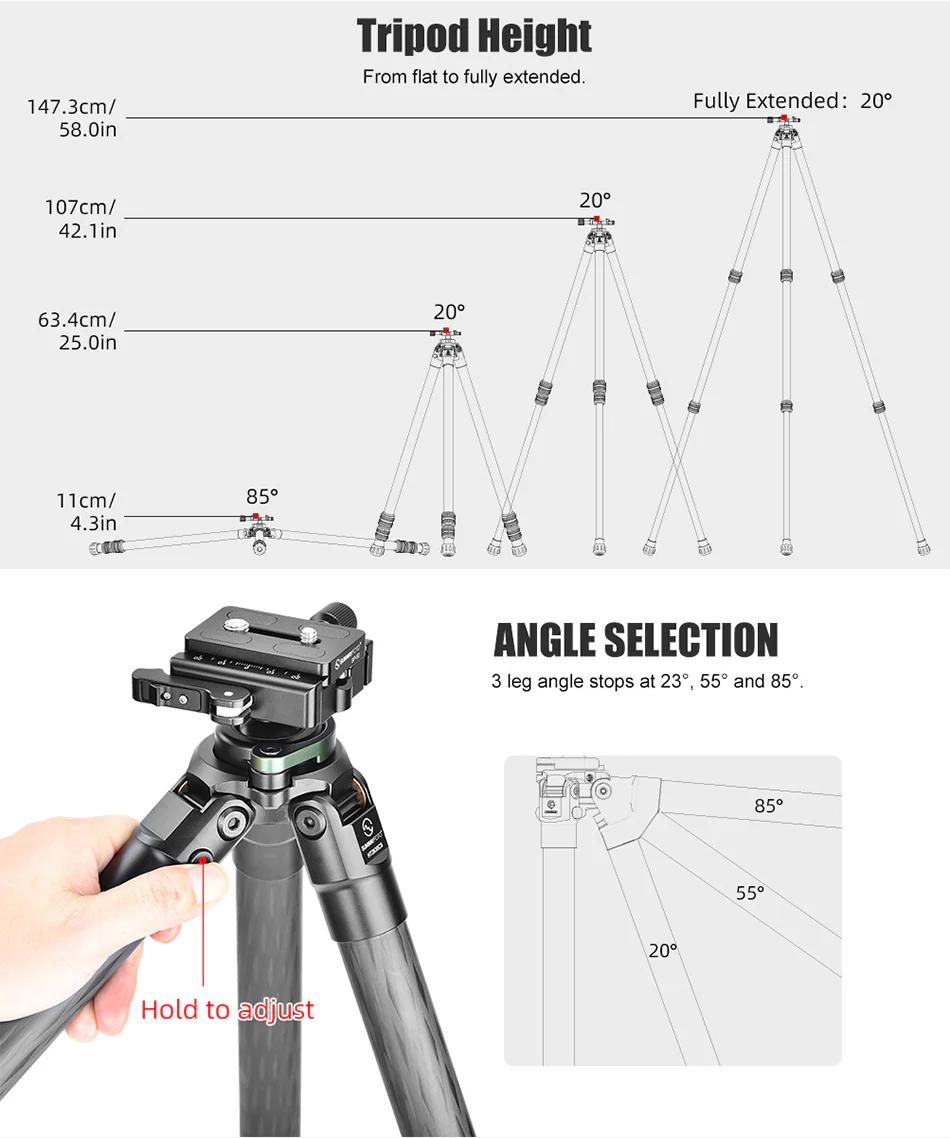 Sunwayfoto HT2830CS Kolfiberstativ 147cm 20 kg