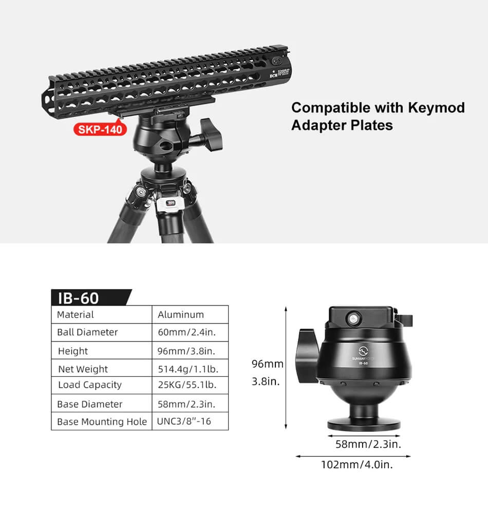  Sunwayfoto IB-60 Kulled Inverted fr Picatinny/Nato-fsten & Arca Swiss