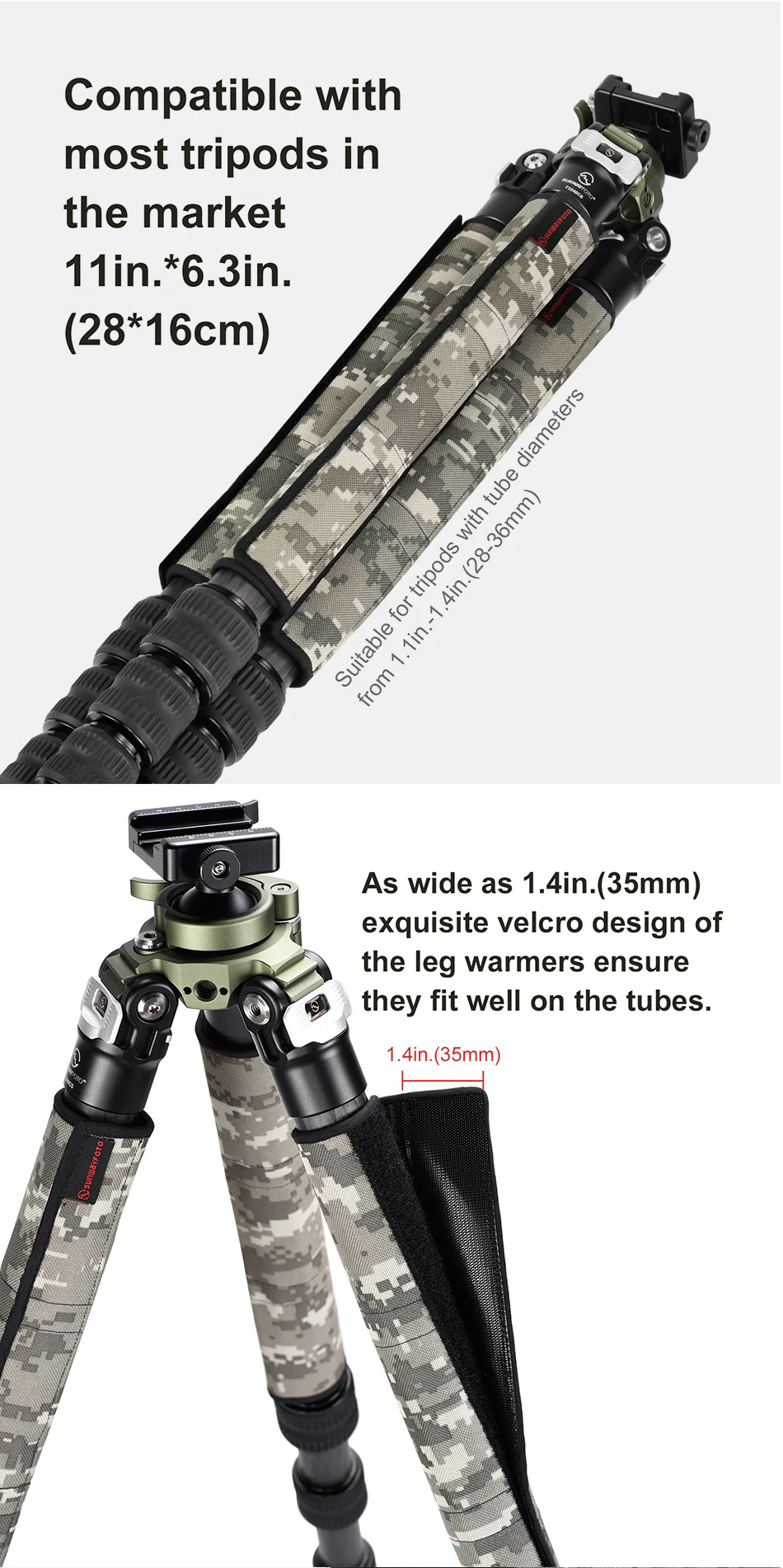  Sunwayfoto Kamouflage stativbenskydd 3-pack – Passar bendiameter 28–36 mm från Kamda – snabb leverans och trygg e-handel