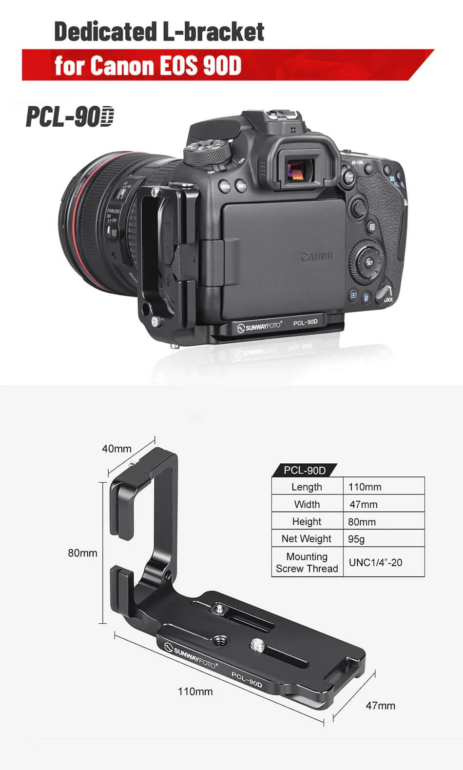  Sunwayfoto L-Bracket fr Canon EOS 90D