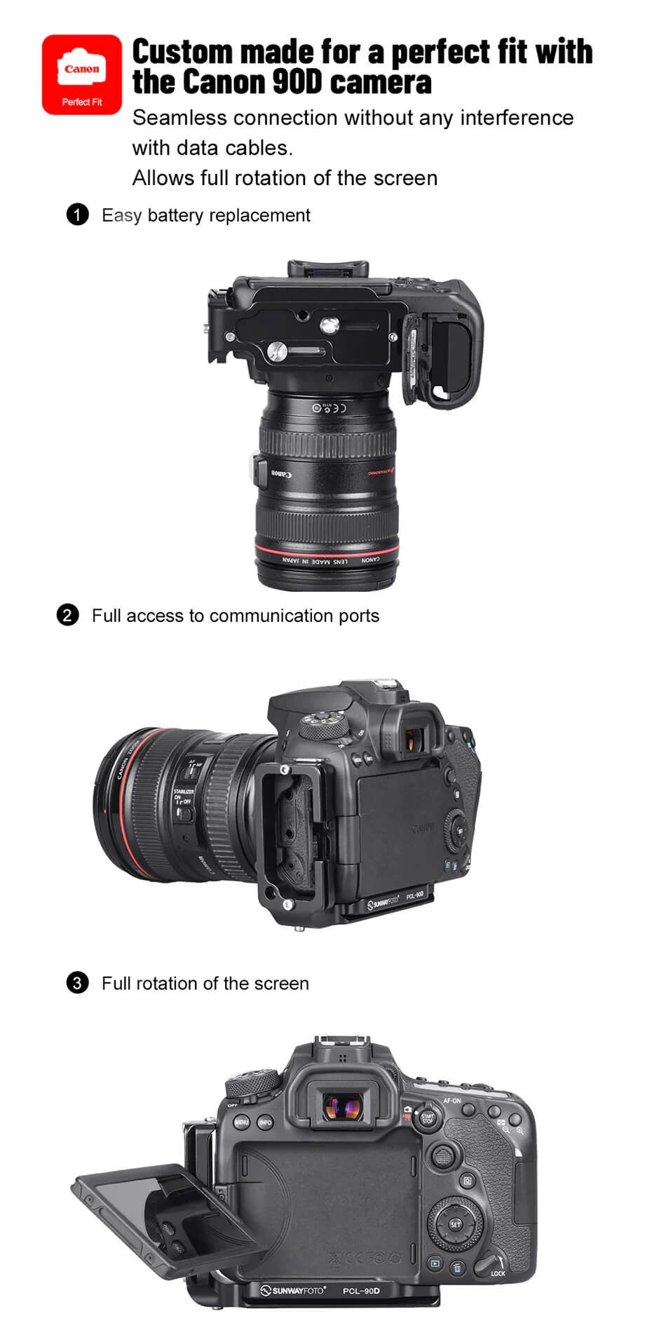  Sunwayfoto L-Bracket fr Canon EOS 90D