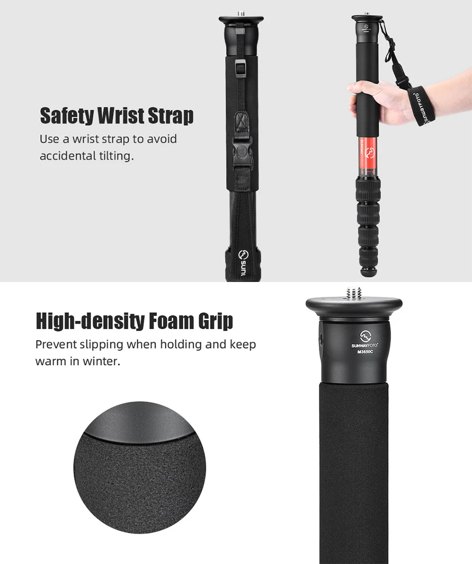  Sunwayfoto M3650C enbensstativ i kolfiber – 172 cm, 10 kg från Kamda – snabb leverans och trygg e-handel