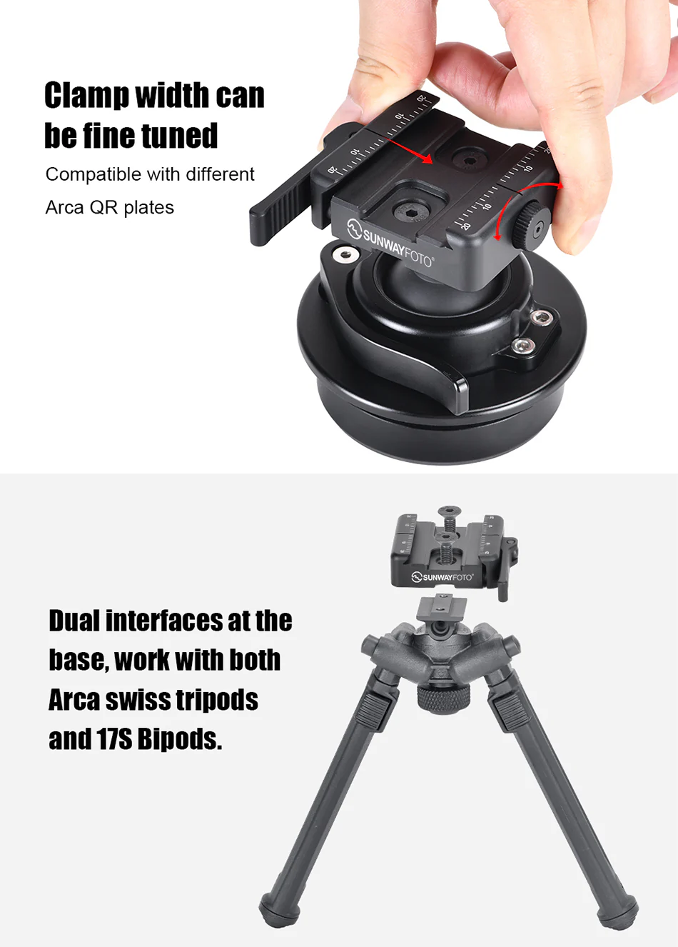  Sunwayfoto SAC-50L 50 mm snabbfäste med spaklås för Arca-Swiss & A.R.M.S 17S från Kamda – snabb leverans och trygg e-handel