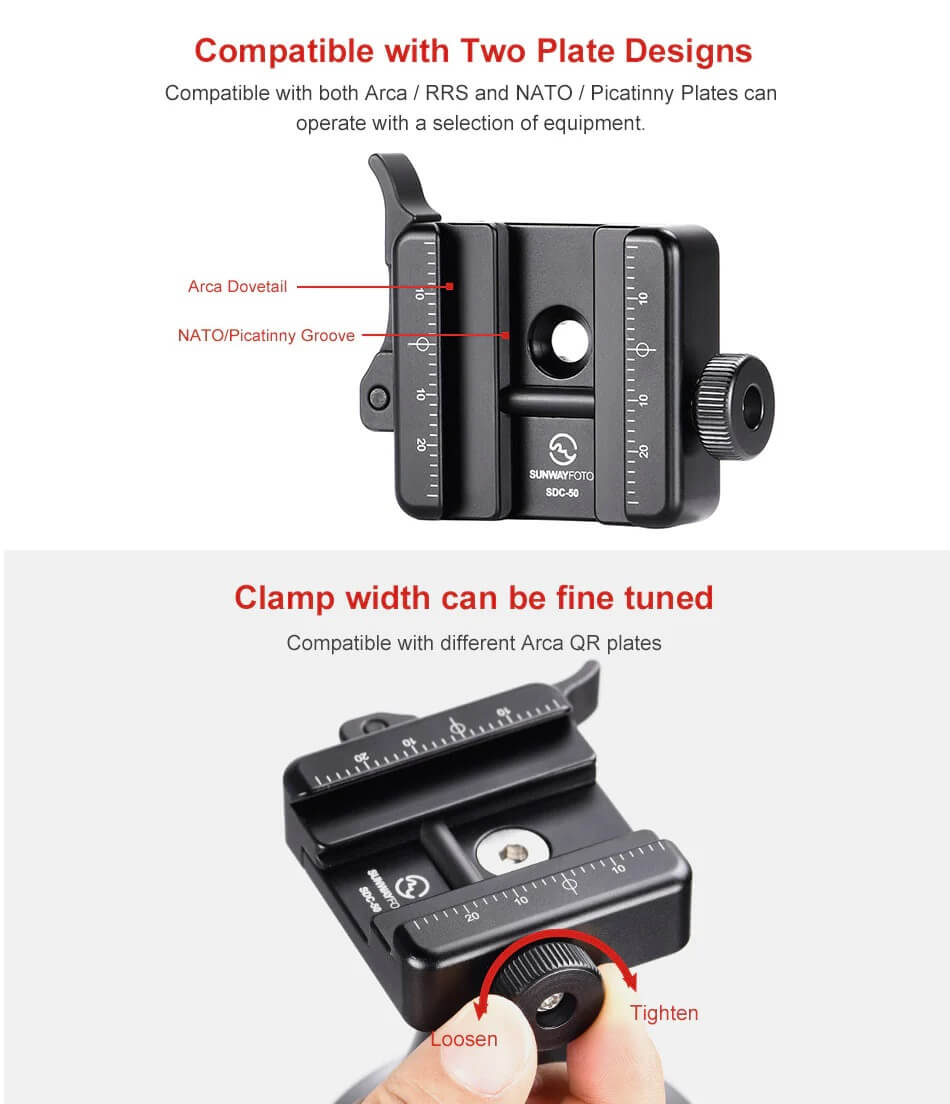  Sunwayfoto SDC-50 Fste fr Picatinny & Arca Swiss