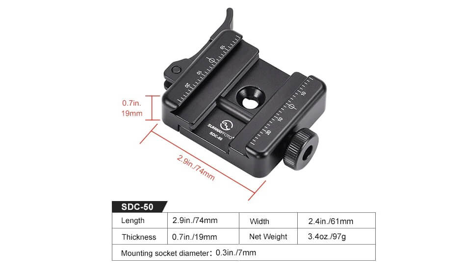  Sunwayfoto SDC-50 Fste fr Picatinny & Arca Swiss