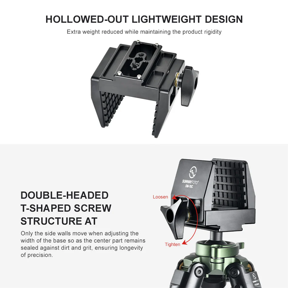  Sunwayfoto SM-76C Saddle Mount – kraftigt fäste för stativ med Arca-Swiss från Kamda – snabb leverans och trygg e-handel