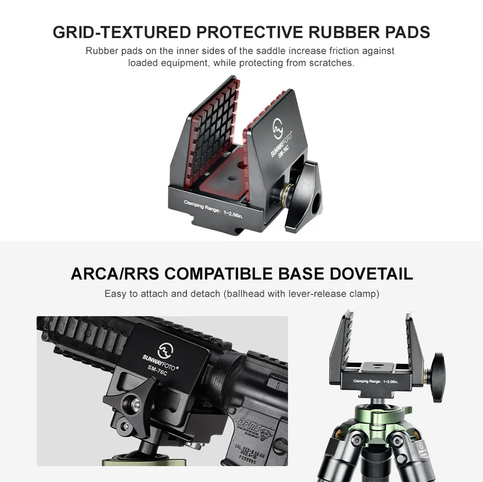  Sunwayfoto SM-76C Saddle Mount – kraftigt fäste för stativ med Arca-Swiss från Kamda – snabb leverans och trygg e-handel