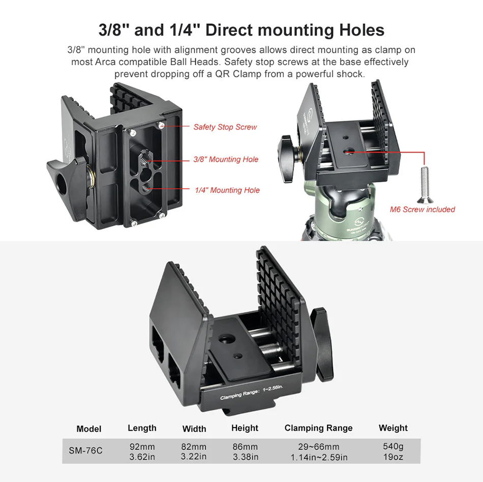  Sunwayfoto SM-76C Saddle Mount – kraftigt fäste för stativ med Arca-Swiss från Kamda – snabb leverans och trygg e-handel
