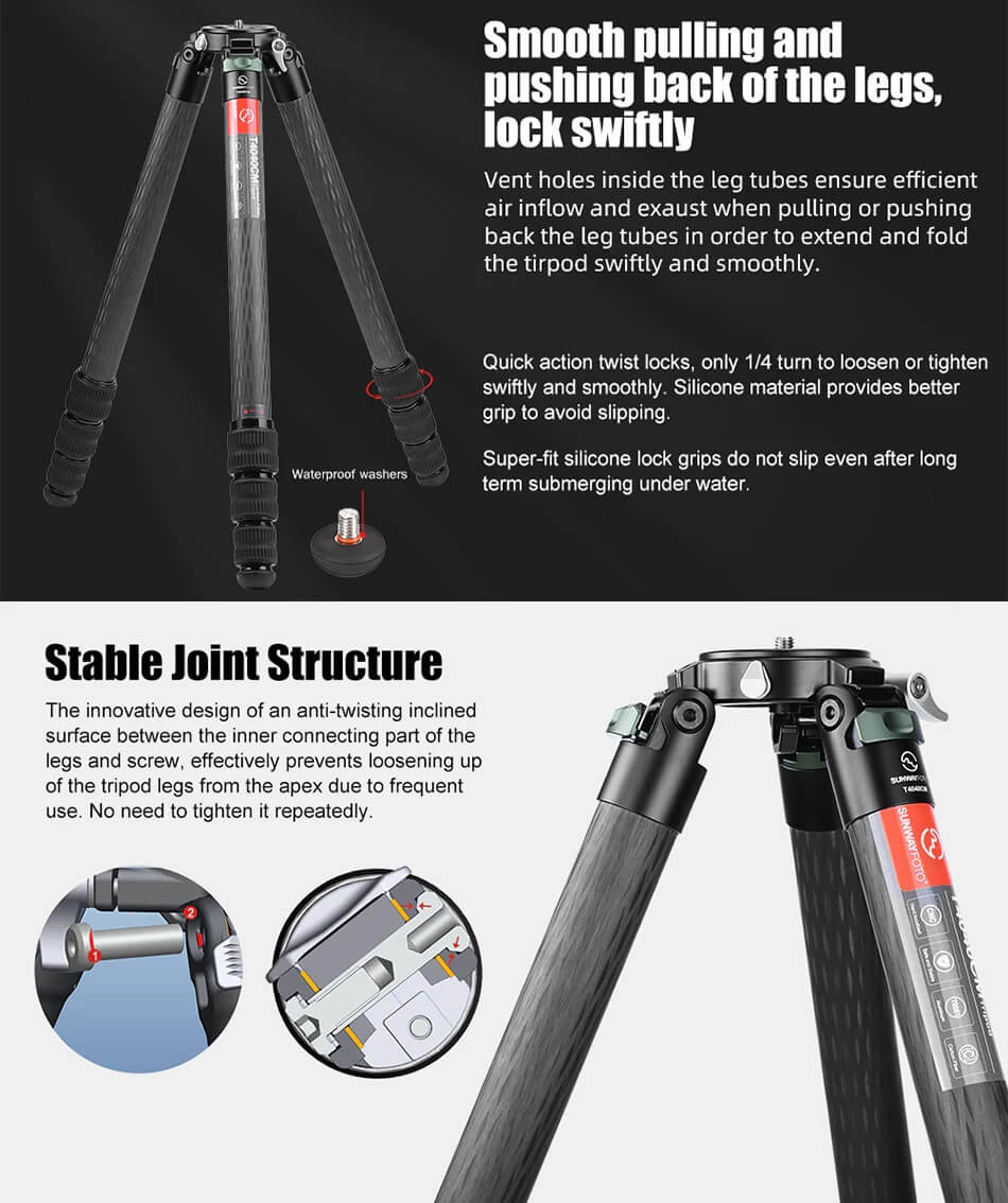  Sunwayfoto T4040CM Kolfiberstativ 161cm fr tung utrustning foto/jakt 40 kg