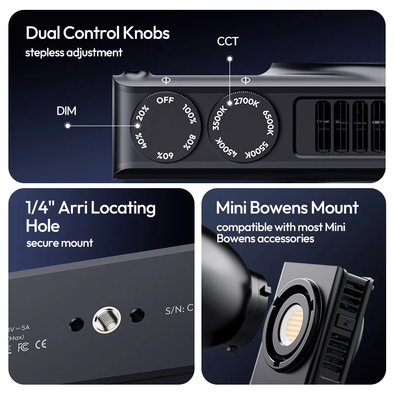 Ulanzi C01 100W COB Light – Kompakt, kraftfull och portabel videobelysning från Kamda – snabb leverans och trygg e-handel