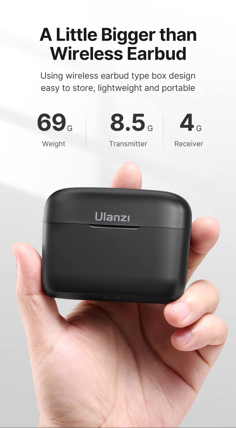 Ulanzi J12 Trådlöst mikrofonsystem för mobil/surfplatta med laddbox android