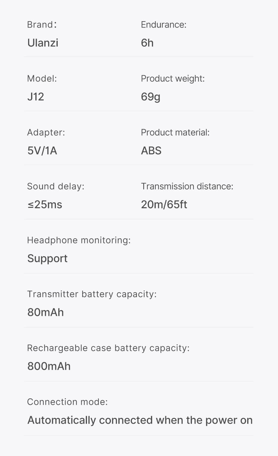  Ulanzi J12 Trdlst mikrofonsystem fr iPhone/iPad enheter med laddbox